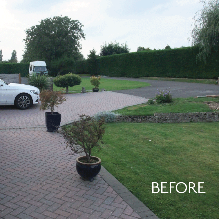 Contemporary front garden driveway BEFORE